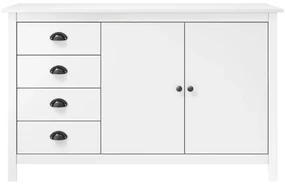 Credenza hill bianca 130x40x80 cm in legno massello di pino