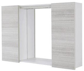 Specchio Contenitore 90x60 Due Ante Con Illuminazione Led Feridras "Stella" Bianco/Grigio