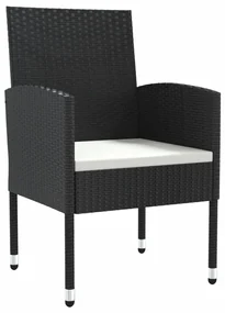 Set da pranzo da giardino 7 pz nero in polyrattan e acciaio