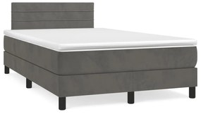 Giroletto A Molle Con Materasso Grigio Scuro 120x190 Cm Velluto /