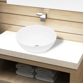 Lavandino Da Bagno İn Ceramica Bianca Rotondo /