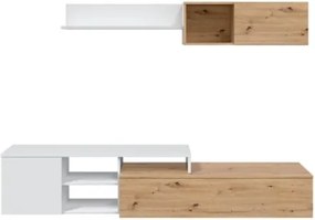 Parete Attrezzata Reversibile 220 Cm Con Mobile TV E Modulo Sospeso Julia Rovere E Bianco