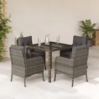 Set da Pranzo da Giardino 5 pz con Cuscini in Polyrattan Grigiocod mxl 86830