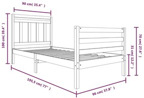 Giroletto Bianco 90x190 cm Single in Legno Massello