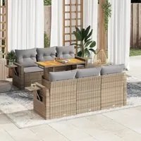 Set Divani da Giardino 7 pz con Cuscini Beige in Polyrattan 3327111