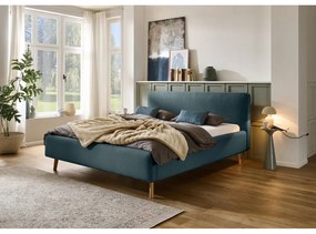 Letto matrimoniale imbottito blu con contenitore con rete inclusa 160x200 cm Mattis – Meise Möbel
