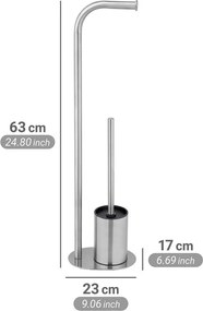 Porta carta igienica color argento opaco in acciaio inox con supporto con spazzola Levante – Wenko