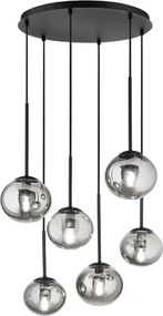 Lampada a sospensione JEWEL in metallo e vetro soffiato 55 cm 6 Luci verticale Nero