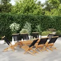 Sedie da Giardino Pieghevoli 8pz Nere Legno Massello di Acacia 3214630