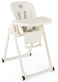 Costway Seggiolone 4 in 1 per bambini con 6 altezze, Seggiolone pieghevole con schienale regolabile in 5 posizioni Beige