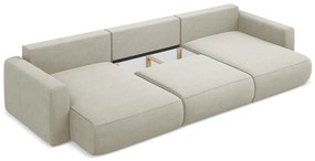 Divano angolare beige allungabile/con contenitore (a U) Kapua – Makamii