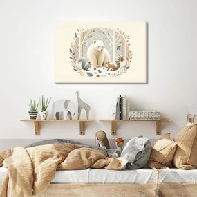 Quadro su tela – Orso e animali del bosco nella foresta