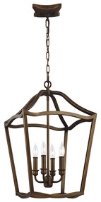 Lampadario Contemporaneo Yarmouth Acciaio Ottone Antico Verniciato 4 Luci E14