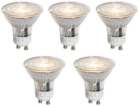 Set van 5 GU10 50mm dimbare LED lampen helder 4.5W 365 lm 2700K