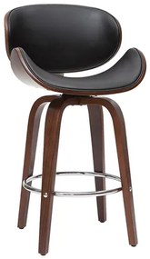 Sgabello da bar design nero e legno scuro WALNUT