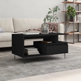 Tavolino Da Salotto Nero 90x49x45 Cm İn Legno Multistrato /