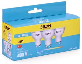 Confezione da 3 lampadine LED EDM F 5 W GU10 450 lm Ø 5 x 5,5 cm (6400 K)