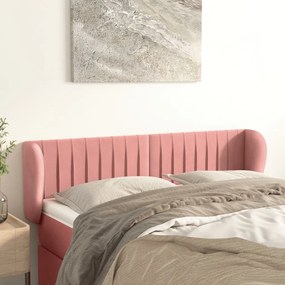 Testiera Ad Orecchio Rosa 147x23x78/88 Cm İn Velluto /