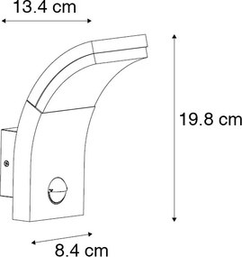 Lampada da parete per esterni antracite con LED IP54 con sensore di movimento - Litt