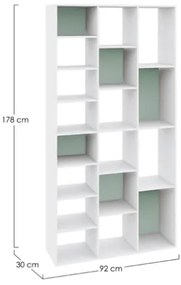 Libreria Con Vani A Cubo 92x30x178 Arctic Bizzotto Bianco-Verde Salvia