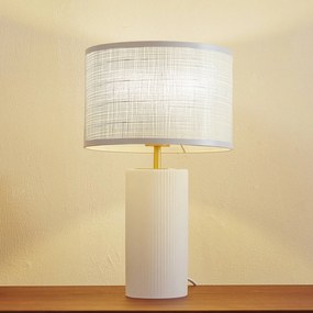 Lampada da tavolo Sorscha Lindby, Bianco / Opale, Soggiorno / Sala da pranzo, Vetro, Moderno, Lampada da tavolo