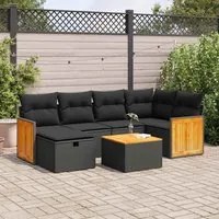 Set Divani da Giardino con Cuscini 7pz Nero Polyrattan 3326031