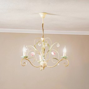 Luminex Lampadario Florina con decorazioni floreali, a 3 luci