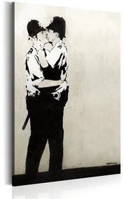 Quadro Kissing Coppers by Banksy  Colore Beige, Dimensioni e Misure 60x90