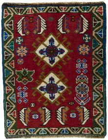Shiraz Tappeto 60x50 Rosso (Iran) Annodato A Mano