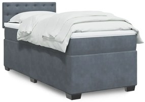 Giroletto A Molle Con Materasso Grigio Scuro 100x200 Cm Velluto /