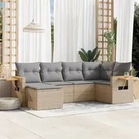 Set Divano da Giardino 6 pz con Cuscini Beige in Polyrattan 3227018