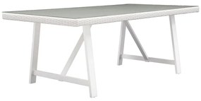Tavolo da pranzo per giardino Luma NATERIAL in alluminio con piano in vetro bianco per 8 persone 101.5x201.5cm