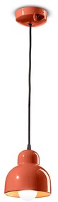 Lampadario Vintage Decò Berimbau Ceramica Arancio Pokè 1 Luce E27