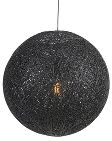 Lampada a sospensione rustica nera 60 cm - Corda