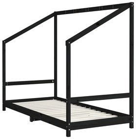 Giroletto per bambini nero 2x(90x190) cm legno massello di pino