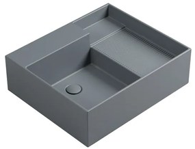 Lavabo da appoggio Nobu COLAVENE rettangolare in ceramica L 60 x H 21 x P 50 cm grigio opaco piletta non inclusa
