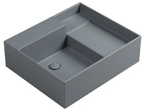 Lavabo da appoggio Nobu COLAVENE senza foro rettangolare in ceramica L 60 x H 21 x P 50 cm grigio opaco piletta non inclusa
