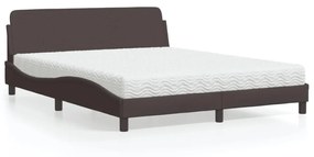Letto Con Materasso Marrone Scuro 160x200cm Tessuto /