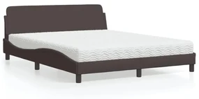 Letto Con Materasso Marrone Scuro 160x200cm Tessuto /