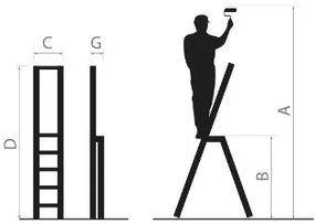 Scala in alluminio con 4 gradini e portata di 150 kg, rossa