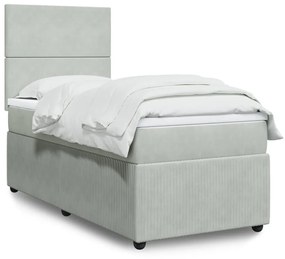 Giroletto A Molle Con Materasso Grigio Chiaro 90x190 Cm Velluto /