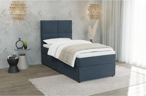 Letto singolo imbottito con contenitore blu scuro con materasso e topper inclusi 100x200 cm Lena – Ropez