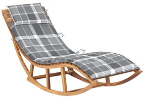 Lettino Prendisole A Dondolo Con Cuscino İn Massello Di Teak /