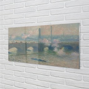 Quadro in vetro Ponte di waterloo in una giornata nuvolosa - claude monet 100x50 cm