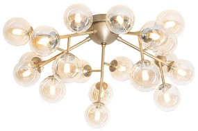 Plafoniera Art Déco bronzo con vetro ambrato 20 luci - Bianca