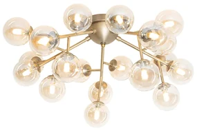 Plafoniera Art Déco bronzo con vetro ambrato 20 luci - Bianca