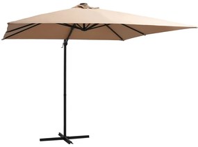 Ombrellone A Sbalzo Con Led E Palo İn Acciaio 250x250cm Tortora /