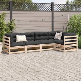 Set divani da giardino 5 pz in legno massello di pino