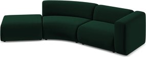 Chaise longue verde scuro (con penisola a sinistra) con rivestimento in velluto Ekahi – Makamii