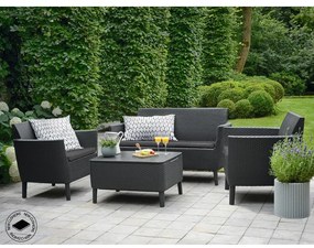 Set da giardino in rattan artificiale grigio scuro per 4 persone Salemo - Keter